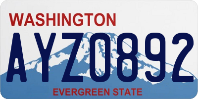 WA license plate AYZ0892