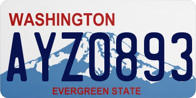 WA license plate AYZ0893