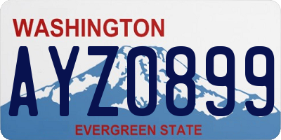 WA license plate AYZ0899