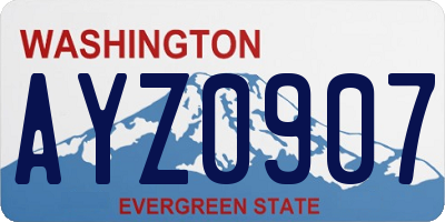 WA license plate AYZ0907