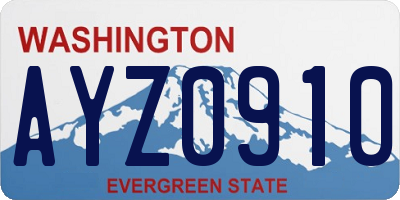 WA license plate AYZ0910