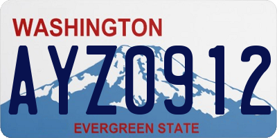 WA license plate AYZ0912