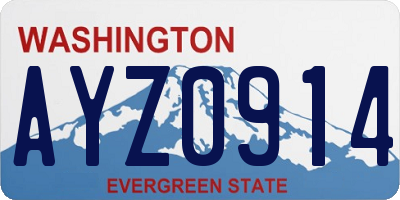 WA license plate AYZ0914