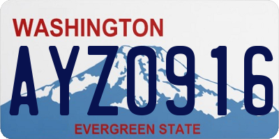 WA license plate AYZ0916
