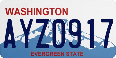 WA license plate AYZ0917