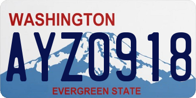 WA license plate AYZ0918