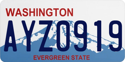 WA license plate AYZ0919
