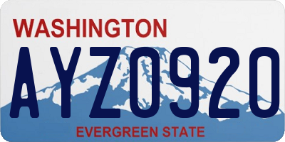 WA license plate AYZ0920