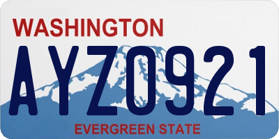 WA license plate AYZ0921