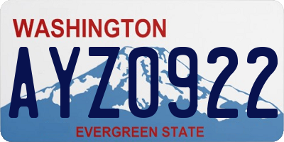 WA license plate AYZ0922