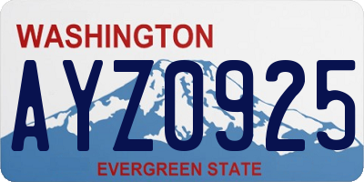 WA license plate AYZ0925