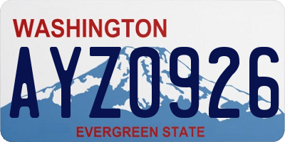 WA license plate AYZ0926