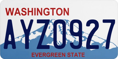 WA license plate AYZ0927