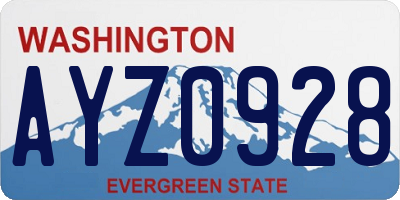 WA license plate AYZ0928