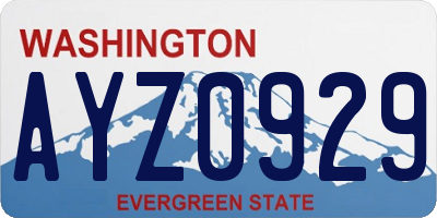 WA license plate AYZ0929