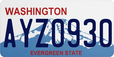 WA license plate AYZ0930