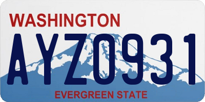 WA license plate AYZ0931