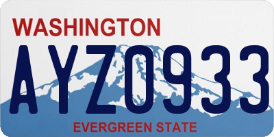 WA license plate AYZ0933