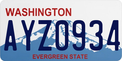 WA license plate AYZ0934