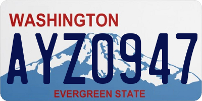 WA license plate AYZ0947