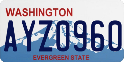 WA license plate AYZ0960