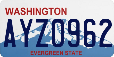 WA license plate AYZ0962