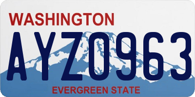 WA license plate AYZ0963