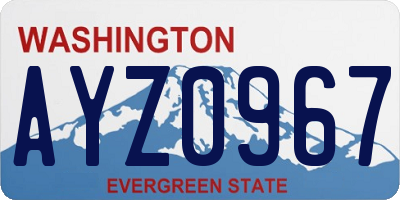 WA license plate AYZ0967