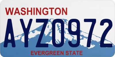 WA license plate AYZ0972