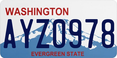 WA license plate AYZ0978