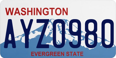 WA license plate AYZ0980