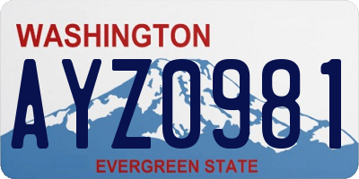 WA license plate AYZ0981