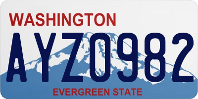 WA license plate AYZ0982