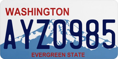 WA license plate AYZ0985