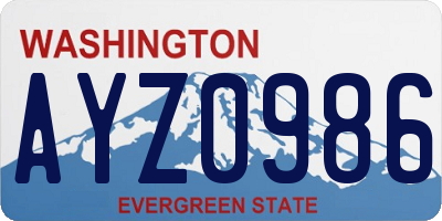 WA license plate AYZ0986