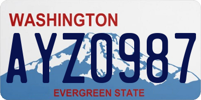 WA license plate AYZ0987