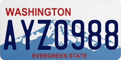 WA license plate AYZ0988