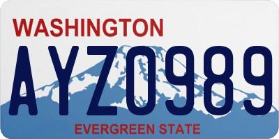 WA license plate AYZ0989