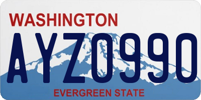 WA license plate AYZ0990