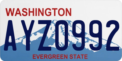 WA license plate AYZ0992