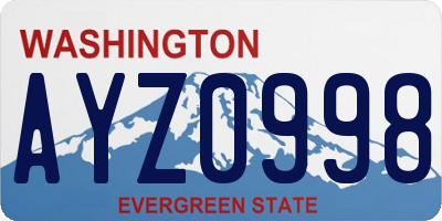 WA license plate AYZ0998