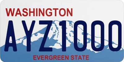 WA license plate AYZ1000