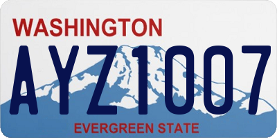 WA license plate AYZ1007
