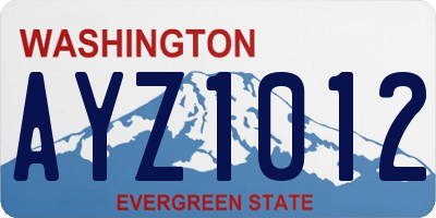 WA license plate AYZ1012