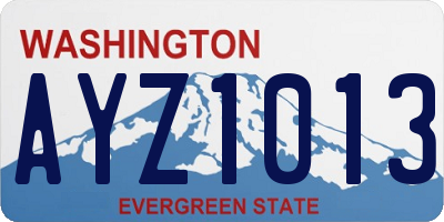 WA license plate AYZ1013