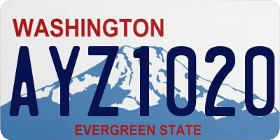 WA license plate AYZ1020