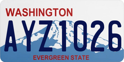 WA license plate AYZ1026