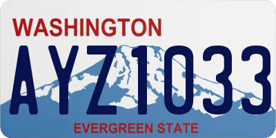 WA license plate AYZ1033