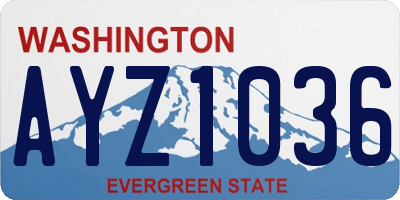 WA license plate AYZ1036