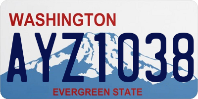 WA license plate AYZ1038